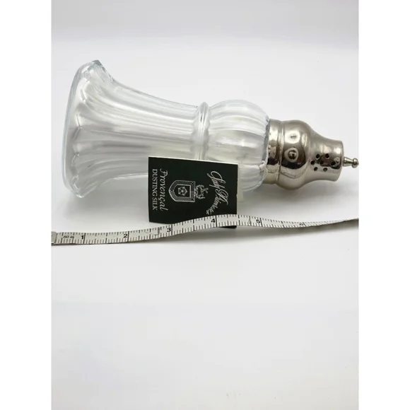 Vintage Lady Primrose Dusting Silk Powder Shaker glass and silver Muffineer
